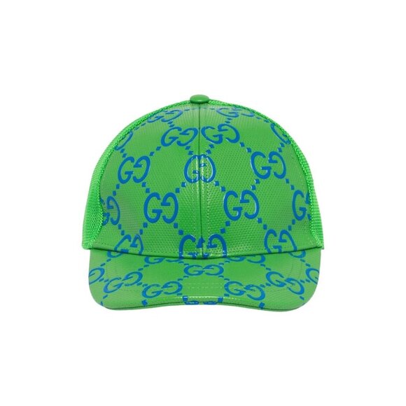 NWT Gucci - GG leather baseball cap Green BLUE GG Size S 100% Authentic main image 3